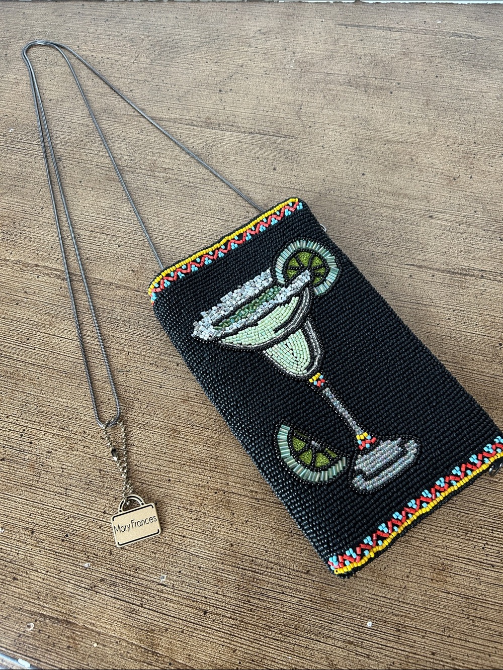 Mary Frances Handmade Salty Margarita Beaded Phone Crossbody Bag. Two Ways Use.